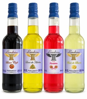 Pack Landrius con licor café, licor de hierbas, licor de piruleta y licor de limón