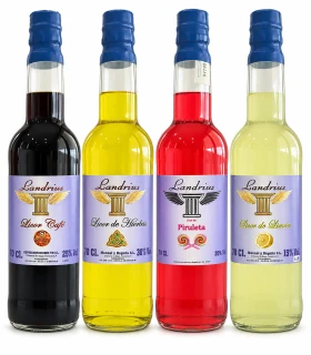 Pack Landrius con licor café, licor de hierbas, licor de piruleta y licor de limón